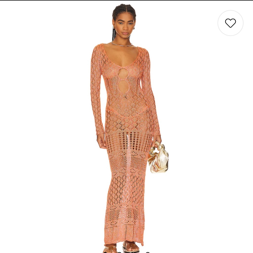 SNDYS. Chic Crochet Maxi Dress in Orange